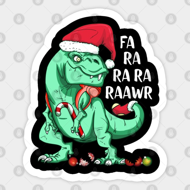 Funny Holiday T-Rex in Santa Hat FA RA RAWR Christmas Gift Sticker by Dibble Dabble Designs